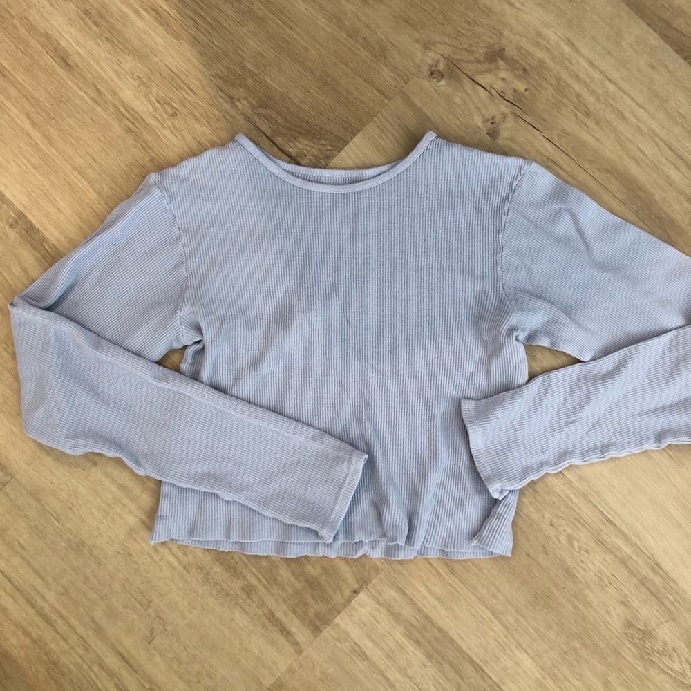 Light Blue Waffle Knit Brandy Melville Long Sleeve